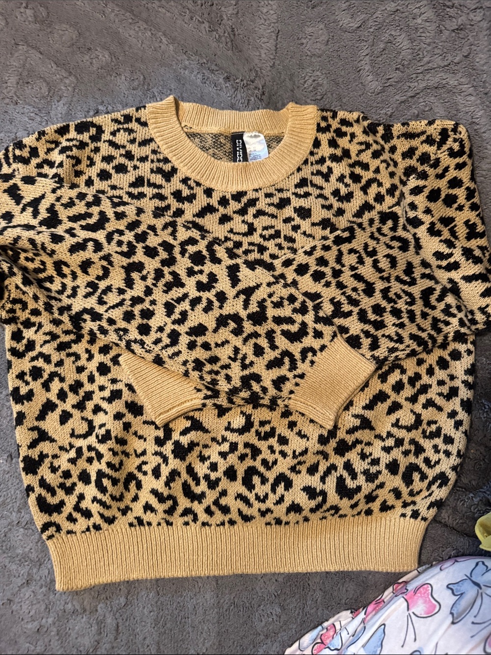 H&M Leopard Print Crewneck Sweater - Tan and Black